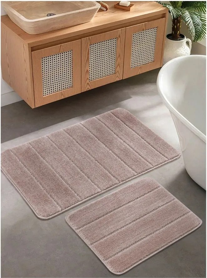 Hnedé kúpeľňové predložky v súprave 2 ks 50x80 cm Yeni Cizgli – Foutastic