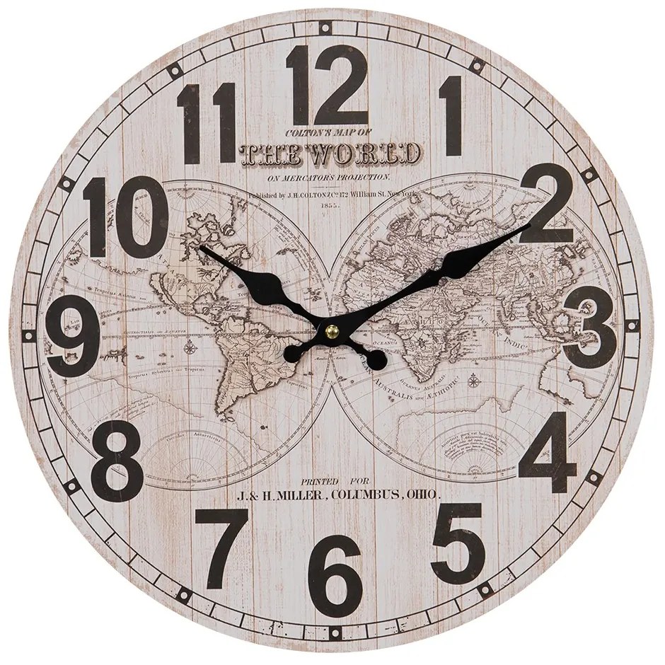Nástenné hodiny so zemeguliami The World - Ø 34*4 cm / 1*AA