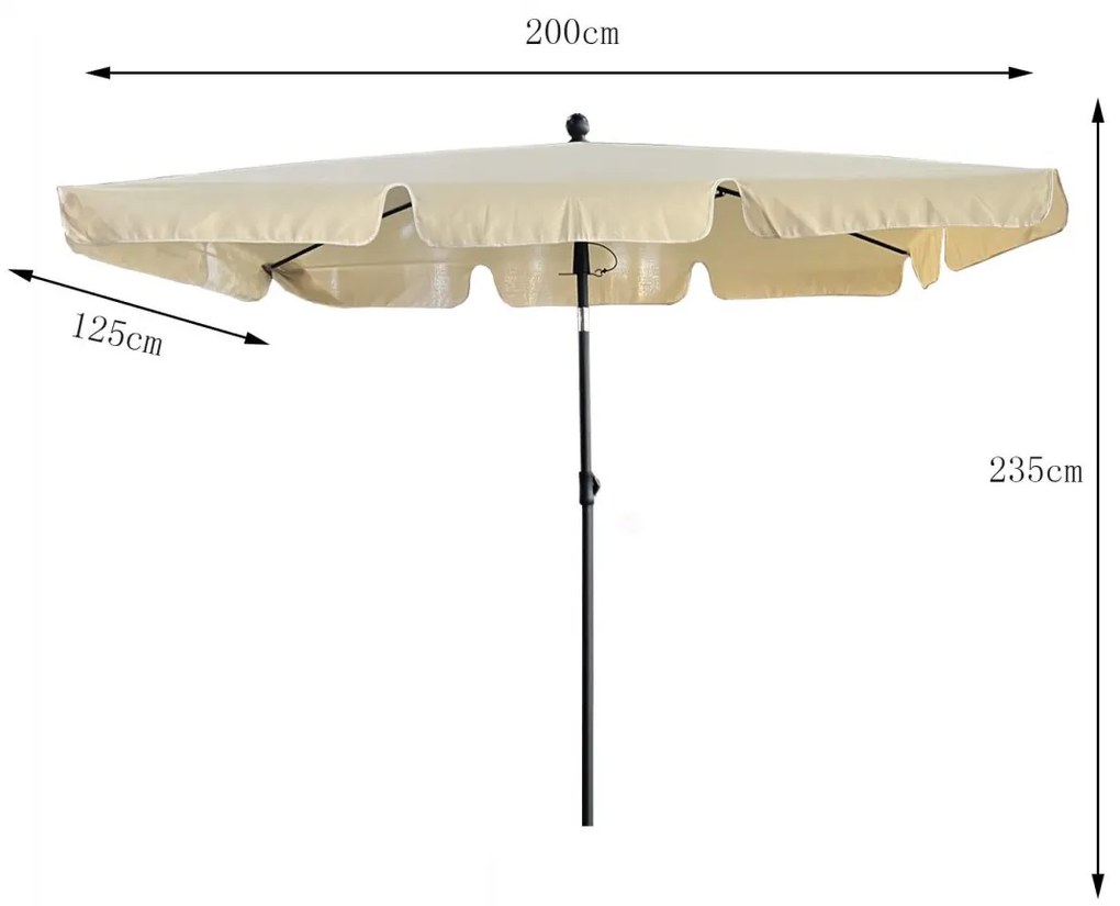 Zahradní slunečník FLOKS 200x125 cm béžový