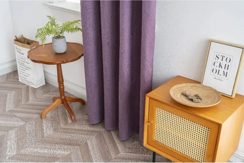 Zatemňovací záves DUNES VELVET 140x250 cm, fialový Zavesenie: Kovové krúžky