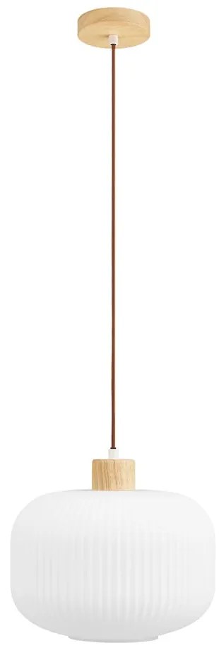 Biele závesné svietidlo so skleneným tienidlom ø 30 cm Argalo – House Nordic