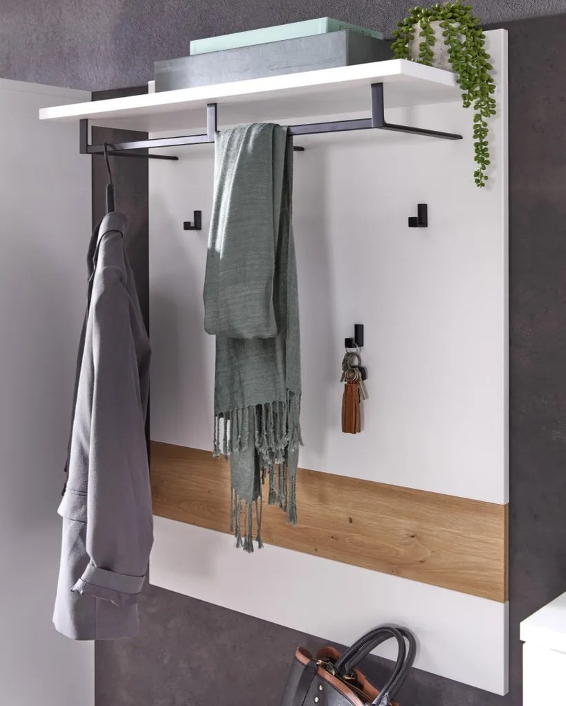 Predsieňový šatníkový panel Memphis, biely/dub artisan