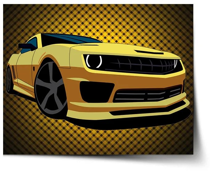 Sablio Plagát Chevrolet Camaro Žltá mriežka - 60x40 cm