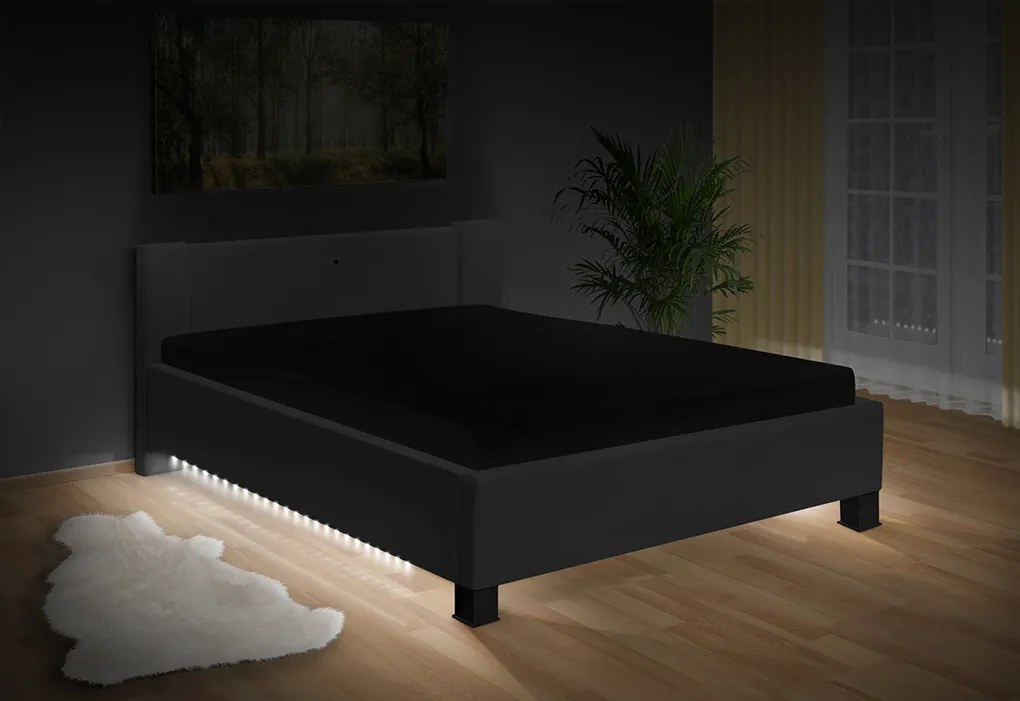 Nabytekmorava Moderná posteľ Luna 120x200 cm matrac: matrace Orthopedy Maxi 19 cm, farebné čalúnenie: eko koža biela, úložný priestor: s úložným priestorom