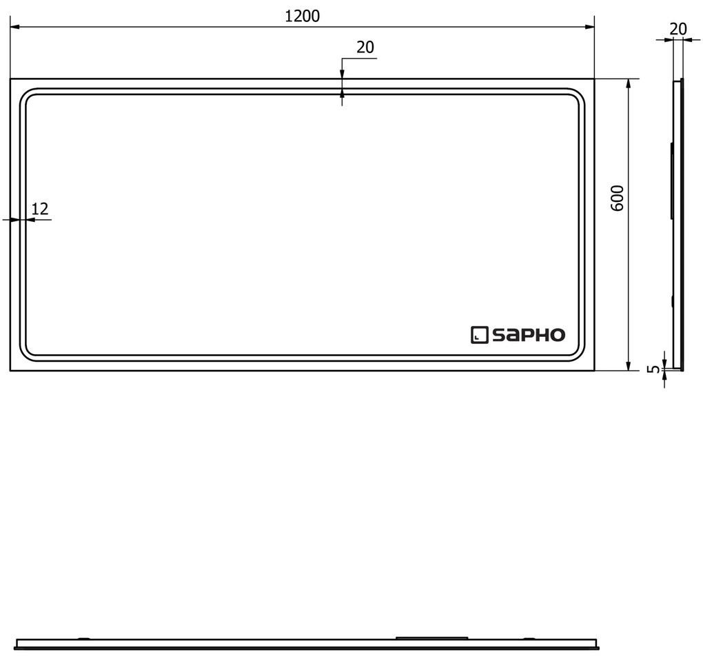 Sapho, GEMINI LED podsvietené zrkadlo 1200x600mm, GM120