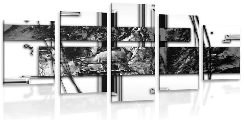 5-dielny obraz luxusná abstrakcia v čiernobielom prevedení Varianta: 100x50