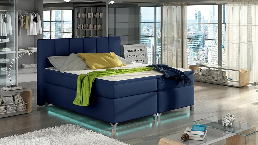 Čalúnená manželská posteľ s úložným priestorom Barino 140 - modrá