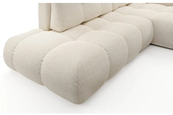 Rozkladacia rohová čalúnená sedacia súprava s úložným priestorom do L ALMADA pravá svetlá béžová