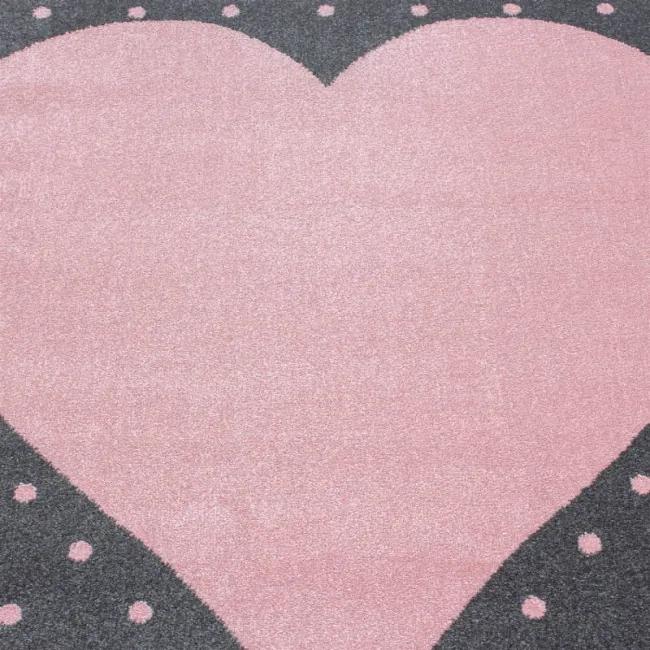 Detský koberec Bambi srdce kruh ružový