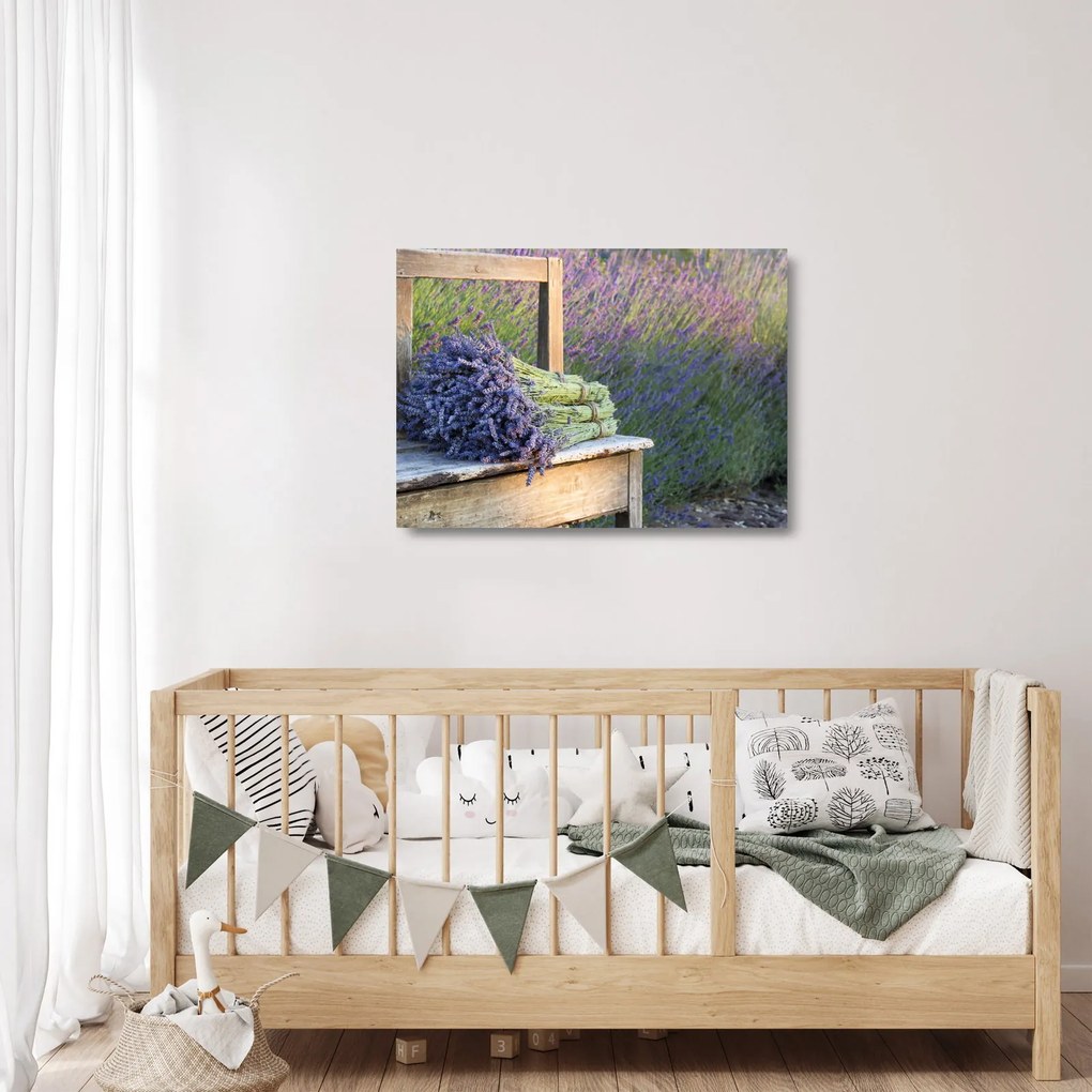 Sklenený obraz - Levanduľové zväzky (70x50 cm)