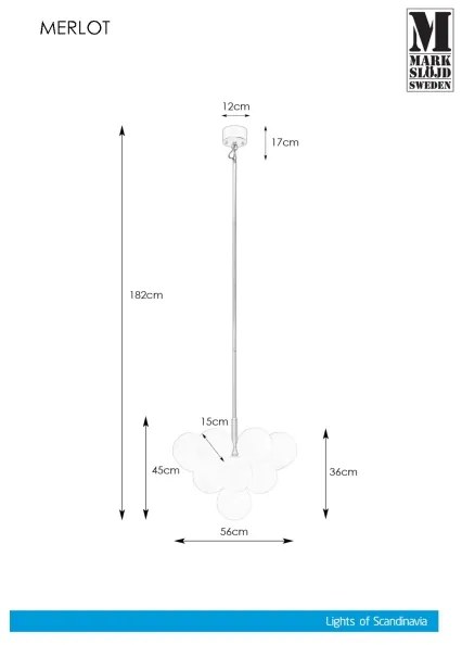 Markslöjd 107911 - Luster na tyči MERLOT 13xG9/20W/230V pr. 56 cm biela/čierna