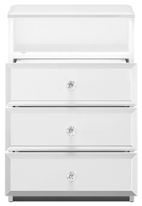 NOČNÝ STOLÍK CRISTINE 3S BIELY LESK + ZRKADLO