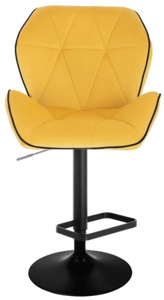 LuxuryForm Barová stolička MILANO MAX VELUR na čiernom tanieri - žltá