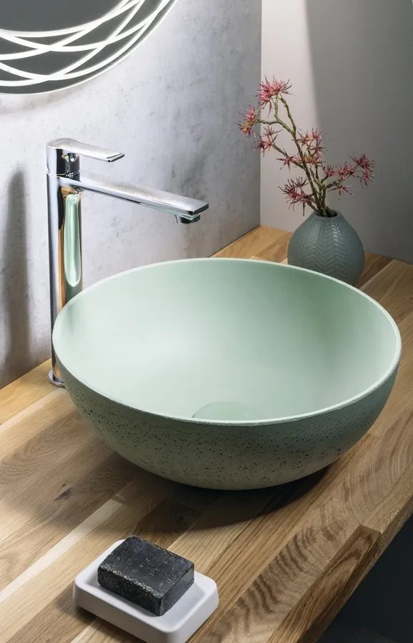 Sapho Sapho, FORMIGO betónové umývadlo na dosku, priemer 39cm, zelená matná, FG323