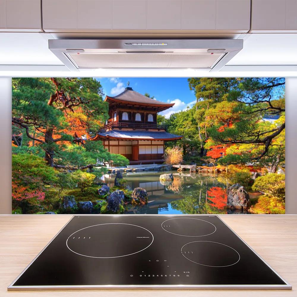 Sklenený obklad Do kuchyne Záhrada japonsko krajina 120x60 cm
