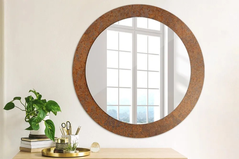 Okrúhle ozdobné zrkadlo Hrdzavý kov fi 70 cm