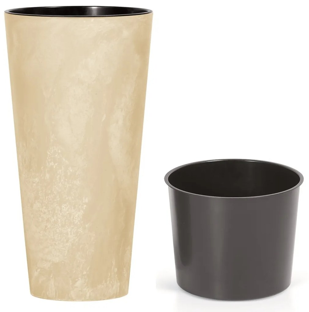 Prosperplast Kvetináč s vložkou Tubi betónový efekt piesok, varianta 40 cm
