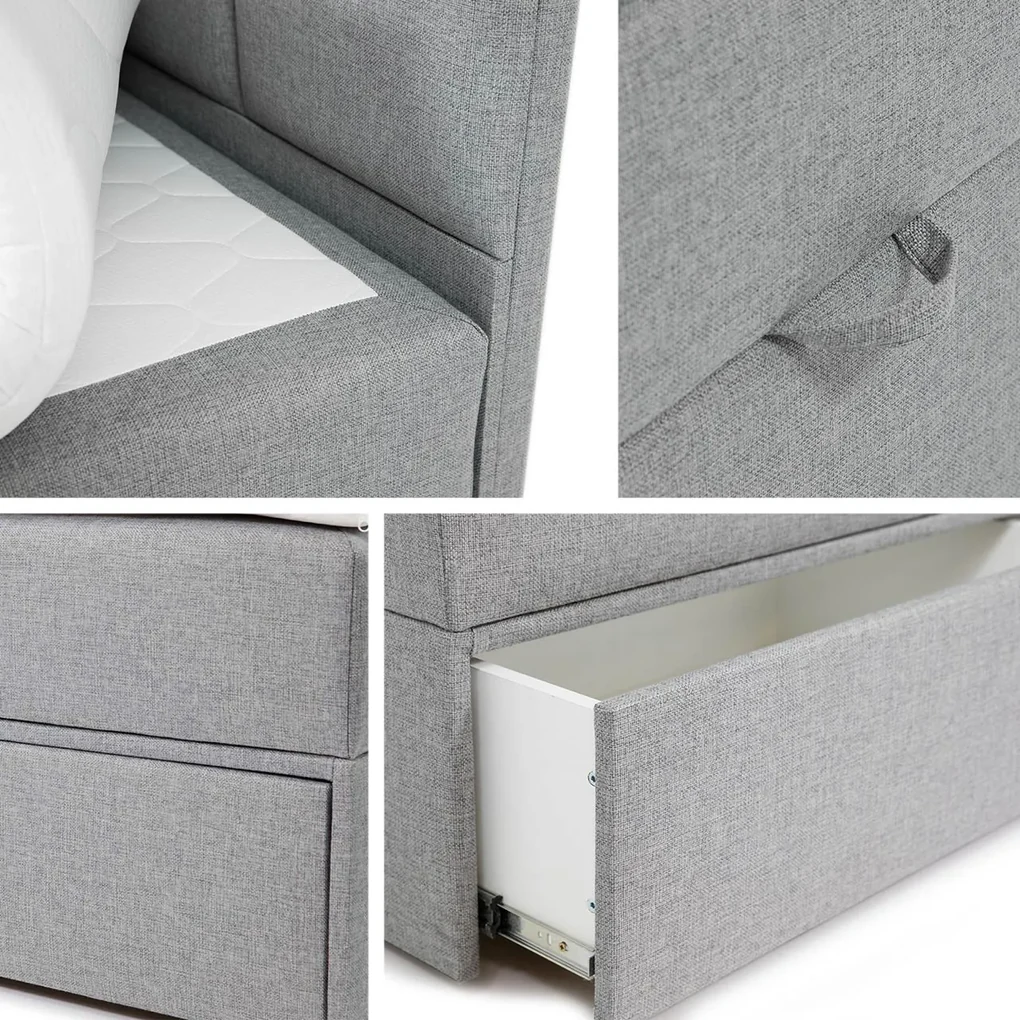 Kontinentálna posteľ Hudson Lux 1, Strana: ľavá, Rozmer postele: 90x200 cm, Farby: Muna 10