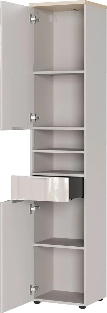 Krémová lesklá vysoká/úzka kúpeľňová skrinka 39x190 cm Tavira – Germania