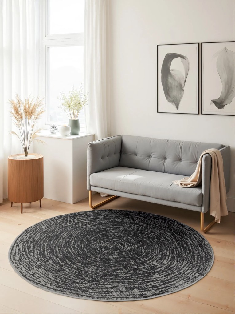 Hanse Home, Kusový koberec Gloria Cavallo 106257 Grey kruh, 160x160 (priemer) kruh, šedá, chodba / predsieň