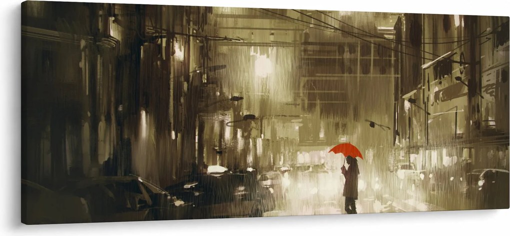 Obraz - Žena za daždivej noci (120x50 cm)