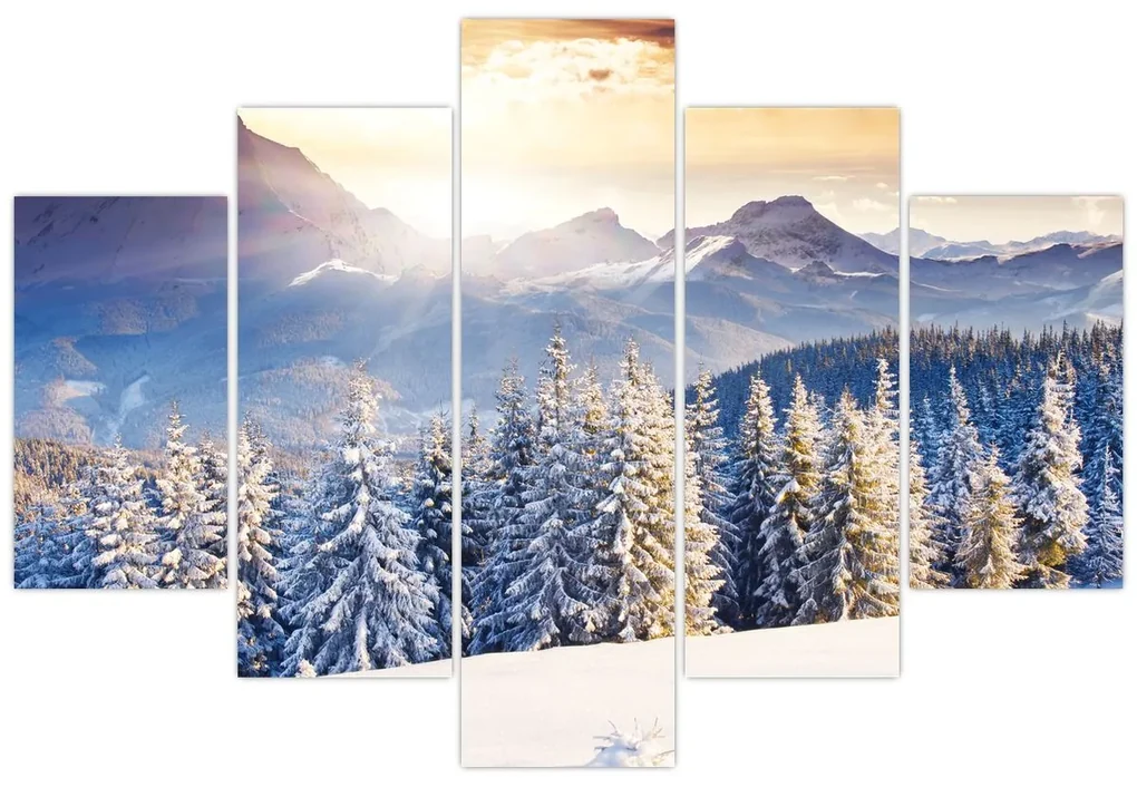 Obraz - Horská krajina v zime (150x105 cm)