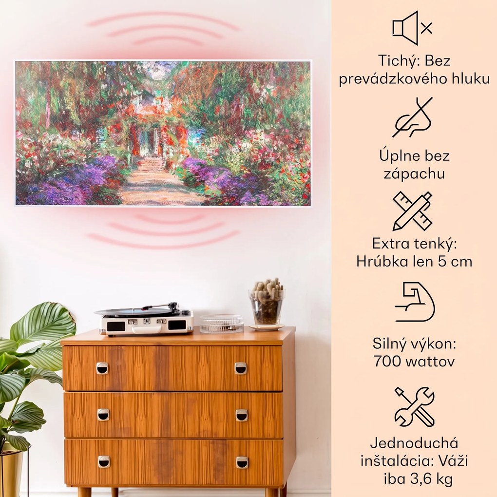 Klarstein Wonderwall Air Art Smart, infračervený ohrievač, 120 x 60 cm, 700 W, aplikácia, záhradná cestička
