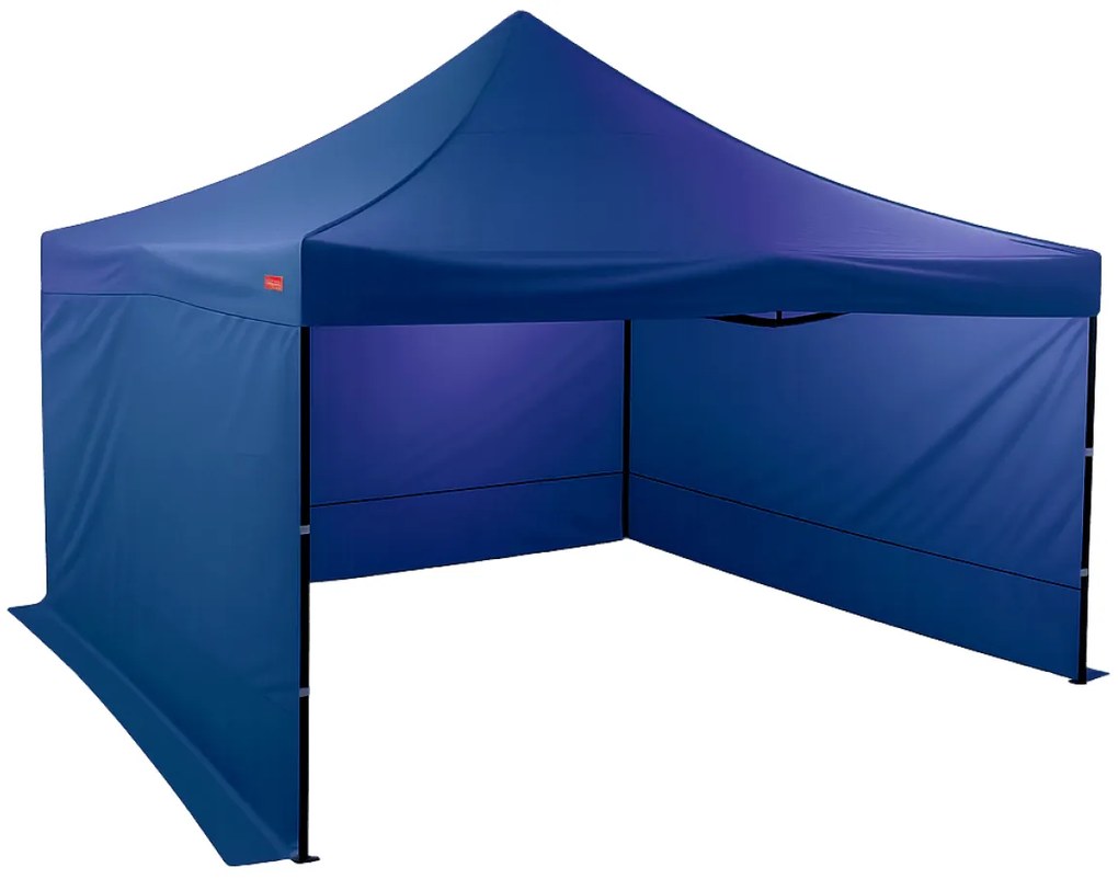 Rýchlorozkladací nožnicový stan 4x4m – oceľový, Modrá, 3 bočné plachty