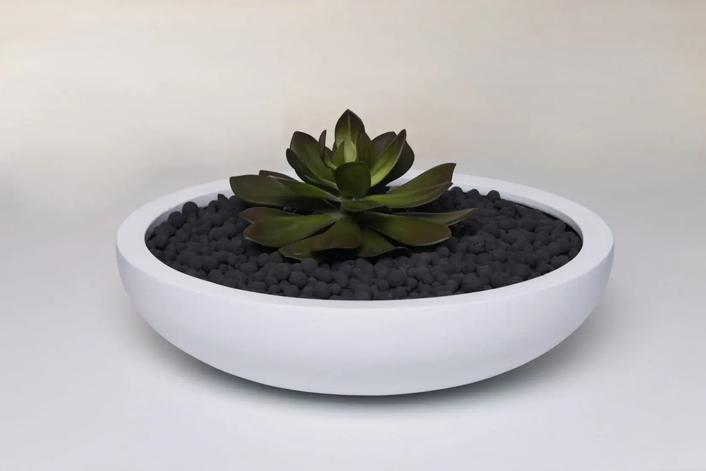 Okrasná miska PLANA, sklolaminát, 11xØ43 cm, biela