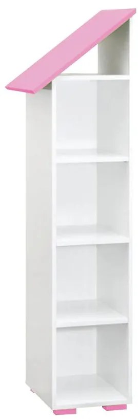 Regál Bb03  4p ľavá Biely+Ružová