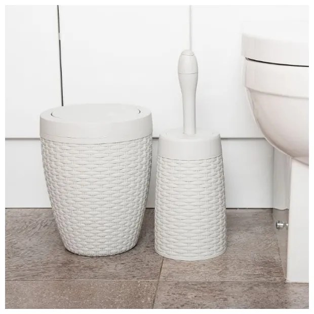 Krémovobiely kúpeľňový kôš Addis Rattan Bath Bin Calico, 5 l