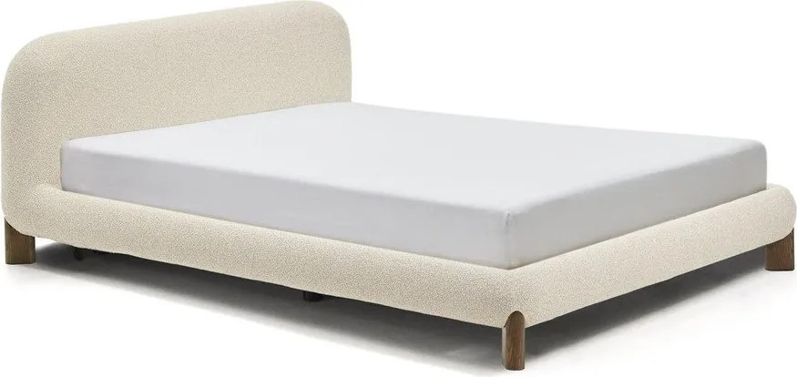 Béžová čalúnená dvojlôžková posteľ bez roštu 160x200 cm Odina – Kave Home