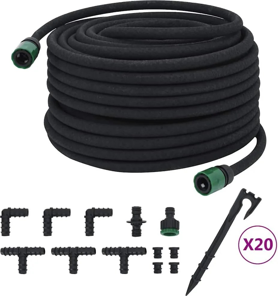 Záhradná priesaková hadica, čierna 0,6" 50 m, guma