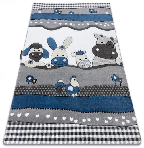 Dywany Łuszczów Detský kusový koberec Petit Farm animals blue - 140x190 cm
