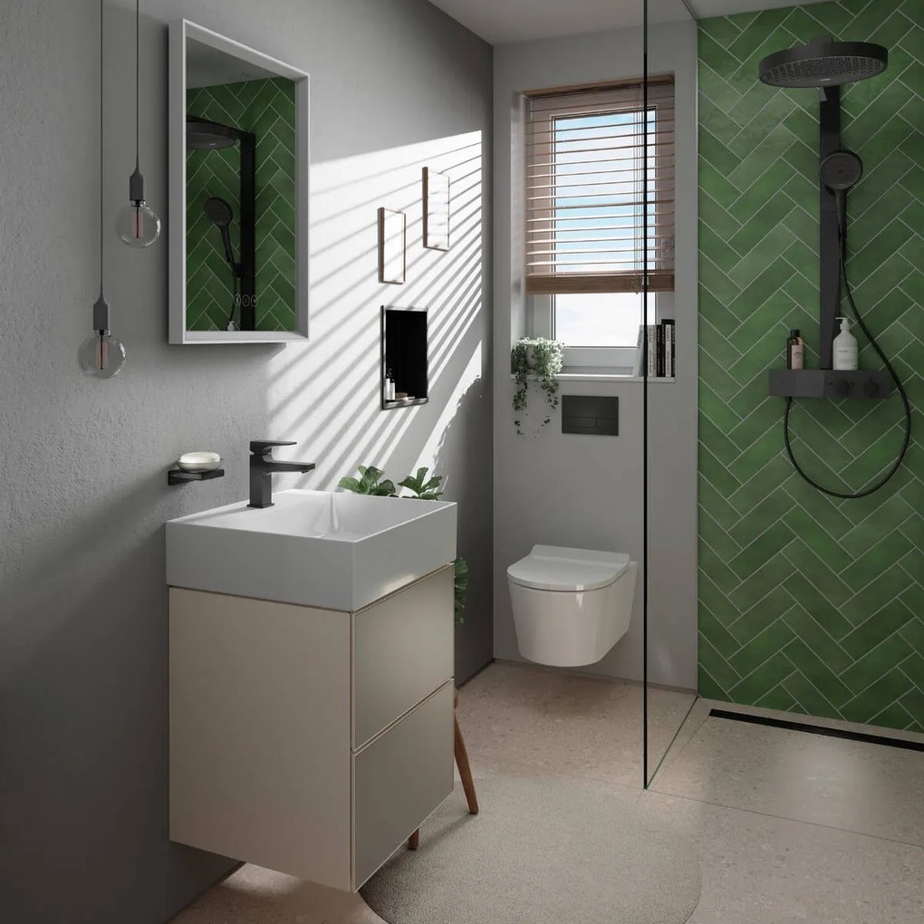 Hansgrohe Rainfinity, Showerpipe 250 1jet EcoSmart s termostatom ShowerTablet 350, čierna matná, HAN-28742670