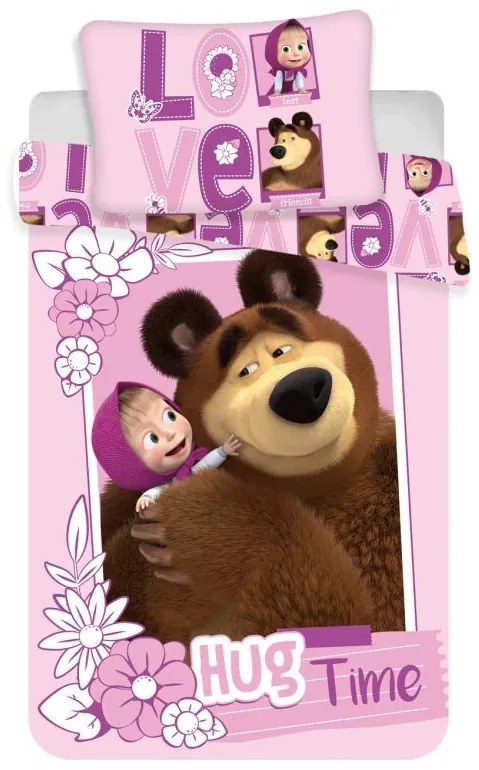 JERRY FABRICS Obliečky do postieľky Máša a Medveď Love baby Bavlna, 100/135, 40/60 cm