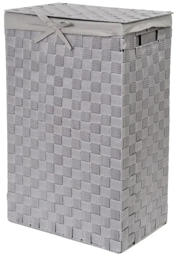Sivý viskózny kôš na bielizeň s vekom Compactor Laundry Basket Linen, výška 60 cm