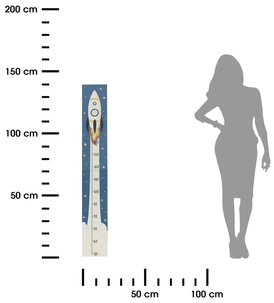 Detský meter na stenu Space, 20x140 cm, viacfarebná
