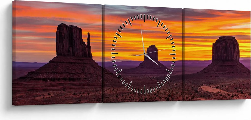 Obraz - Monument Valley v Arizone (s hodinami) (90x30 cm)