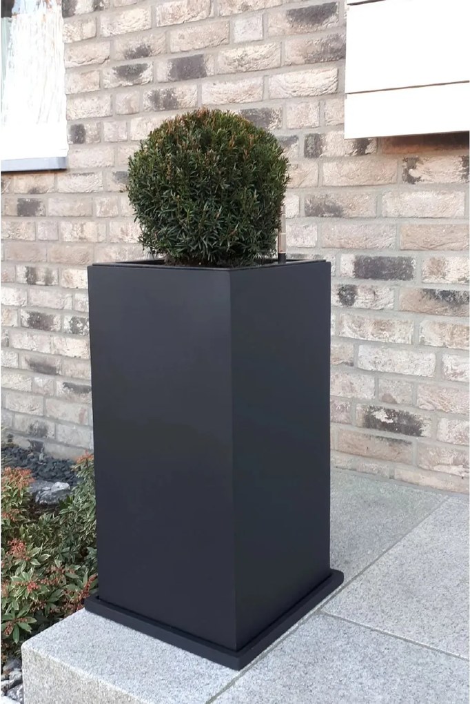 Kvetináč BLOCK, sklolaminát, výška 80 cm, antracit, outlet