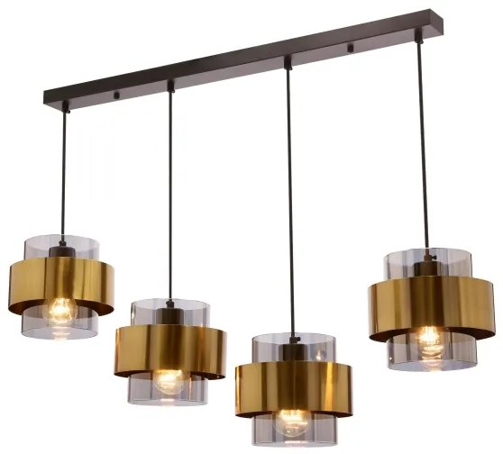 Luster na lanku SPIEGA 4xE27/60W/230V zlatá/čierna