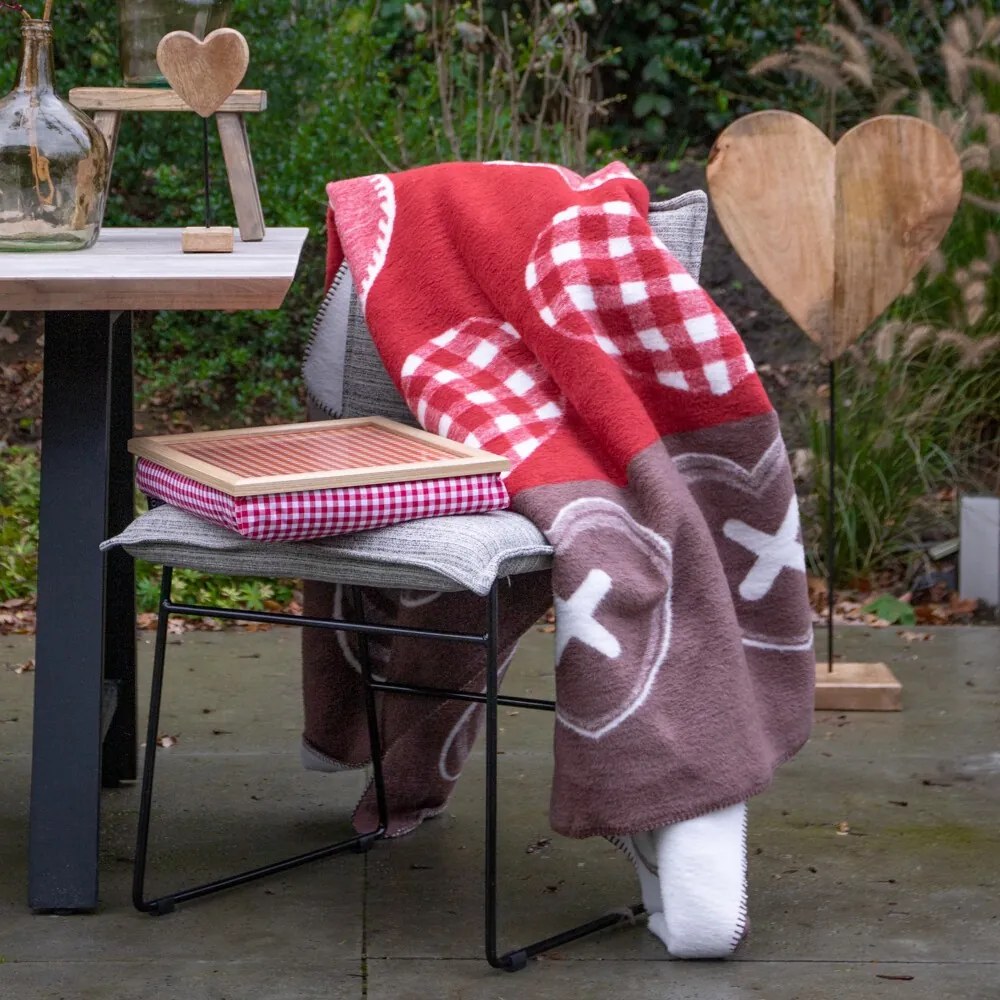 Podnos na nohy s červeným károm Squaro - 43*33*7cm