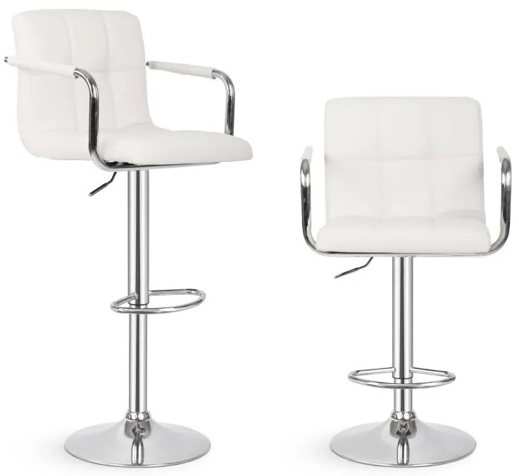 MIADOMODO Barová stolička 2 ks, s lakťovými opierkami, biela