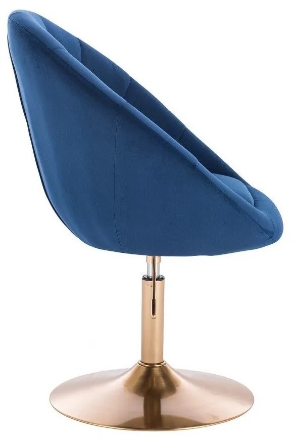 LuxuryForm DESIGN Kreslo VERA VELUR na zlatom tanieri - modré