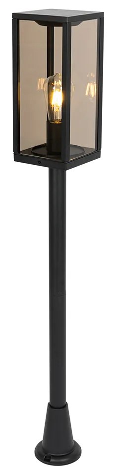 Vonkajšia stojaca lampa čierna s dymovým sklom 100 cm IP44 - Charlois