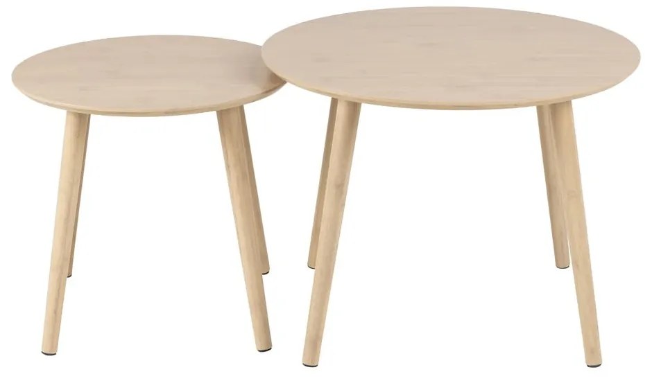 Bambusové okrúhle konferenčné stolíky v prírodnej farbe v súprave 2 ks ø 60 cm Roslin – Actona