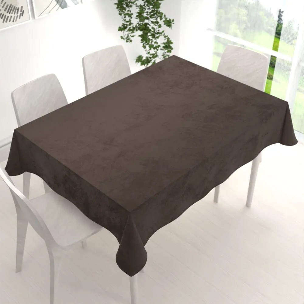Biante Veľký zamatový obdĺžnikový obrus Velvet Premium SVP-016 Tmavo hnedý 200x240 cm
