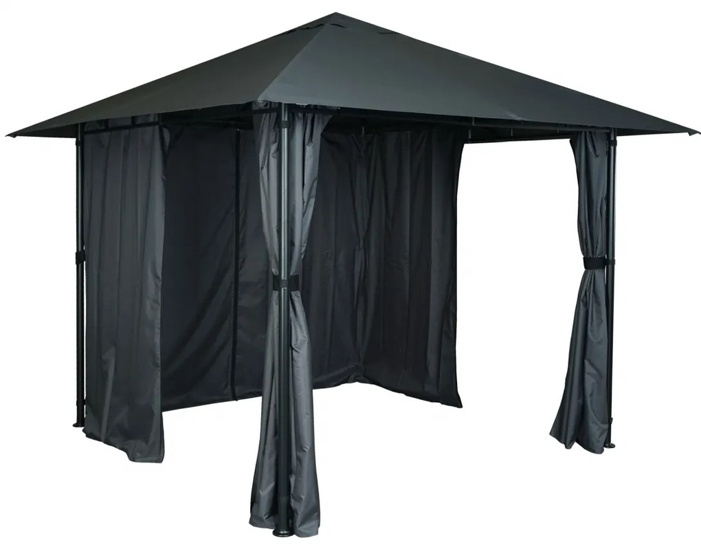 Pergola HWC-J63 so strechou a bočnou stenou 3x3m - antracit