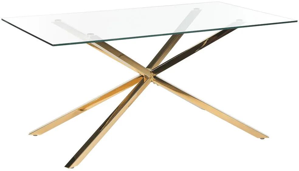 Jedálenský stôl so sklenenou vrchnou doskou 160 x 90 cm zlatý CORA Beliani