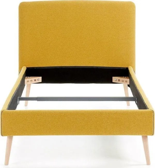 Jednolôžková postel DITA 90 x 190 cm farba žltá, prevedenie polyester